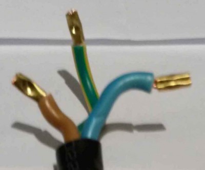 Hi. I've just removed a plug from an appliance and found the wiring had been treated in a very tidy manner as shown in the picture attached. Does anybody know of a kit or tool that handles stripped wires in this fashion?