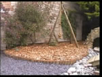 Swing with woodchip covering