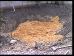 Lining pond with sand
