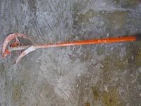 Paddle blade goes into drill