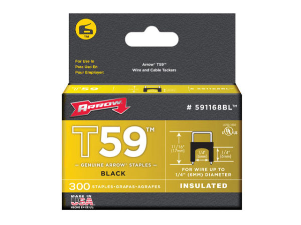 T59 Insulated Staples Black 6 x 6mm Box 300