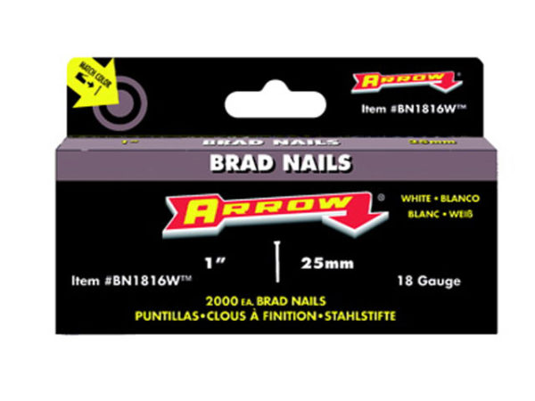 BN1816 Brad Nails 25mm White Head Pack 2000