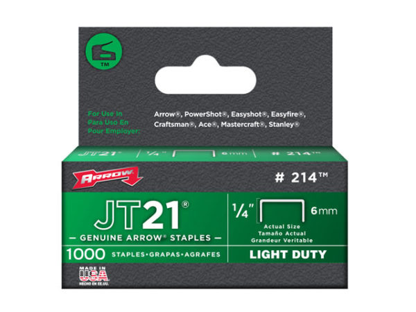 JT21 T27 Staples 6mm (1/4in) Box 5000