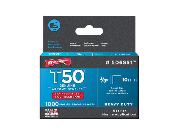 T50 Staples Stainless Steel 508SS 12mm (1/2in) Box 1000