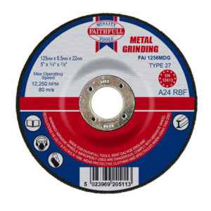 Depressed Centre Metal Grinding Disc 125 x 6.5 x 22.23mm
