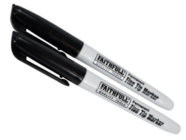 Fibre Tip Marker Pen Black (Pack of 2)