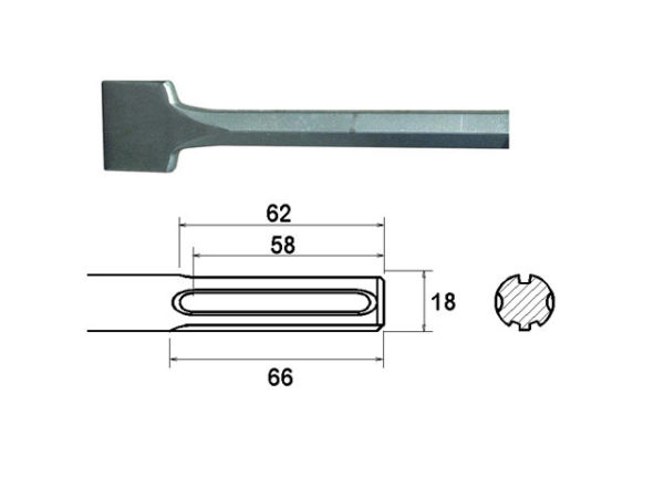 SDS Max Straight Scaling Chisel 75 x 300mm