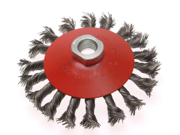 Conical Wire Brush 100mm M10 Bore 1.5 0.50mm Wire