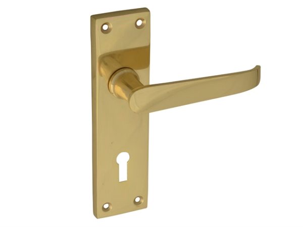 Backplate Handle Lock - Straight Victorian Brass Finish 150mm