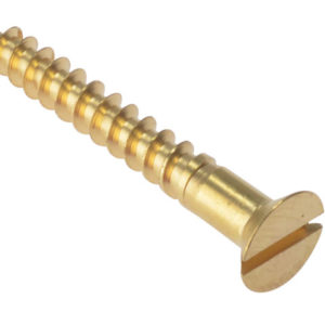 Wood Screw Slotted CSK Solid Brass 1in x 8 Box 200