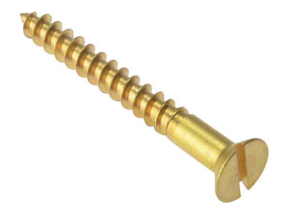 Wood Screw Slotted CSK Solid Brass 4in x 12 Box 100