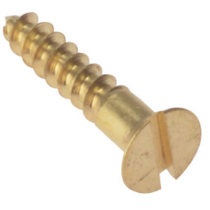 Wood Screw Slotted CSK Solid Brass 5/8in x 4 Box 200