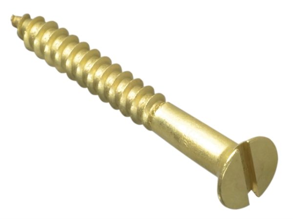 Wood Screw Slotted CSK Brass 1.1/2in x 8 Forge Pack 10