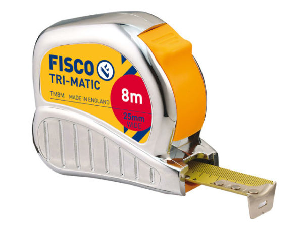 TMC8M Chrome Tri-Matic Pocket Tape 8m (Width 25mm) (Metric only)