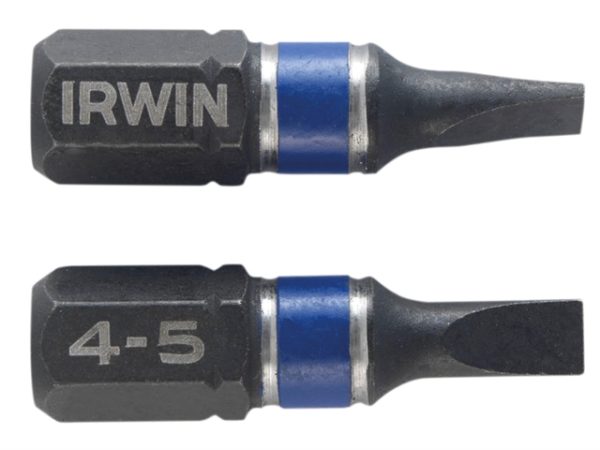 Impact Screwdriver Bits Slotted 4.5 x 25mm Pack of 2