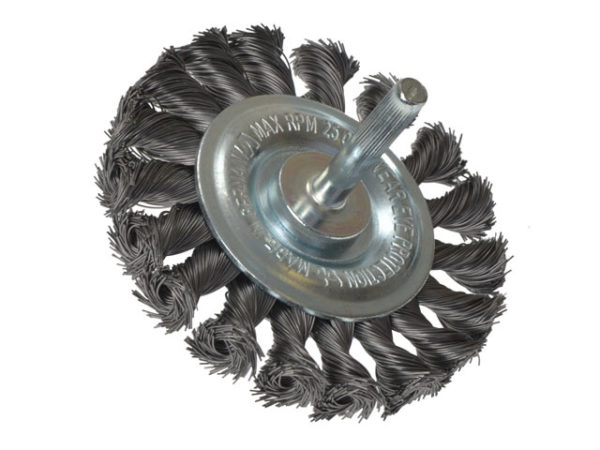 Knotted Wheel Brush with Shank 75 x 12mm 0.35 Steel Wire