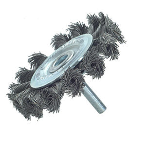 Knotted Wheel Brush with Shank 75 x 12mm 0.50 Steel Wire Carded