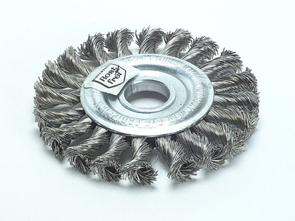 Knot Wheel Brush 125 x 14mm 22.2mm Bore Steel Wire 0.50