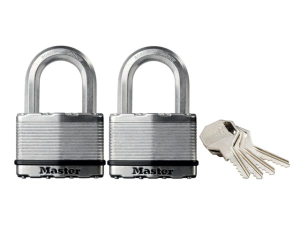 Excell Laminated Steel 64mm Padlock - 38mm Shackle - Keyed Alike x 2