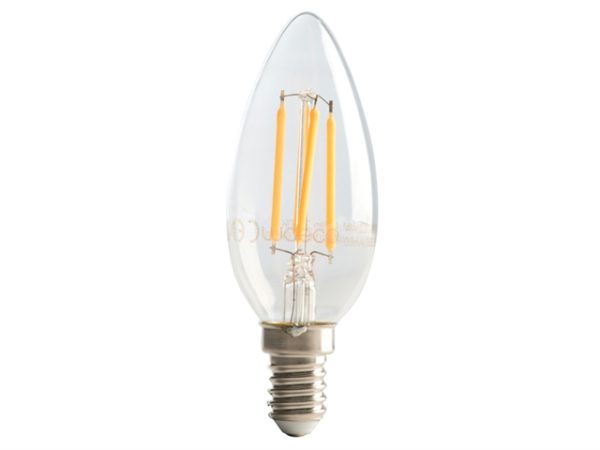 LED SES (E14) Clear Candle Filament Non-Dimmable Bulb 2700K 470 lm 4W