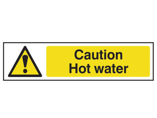 Caution Hot Water - PVC 200 x 50mm