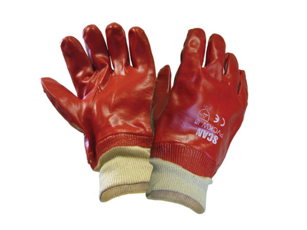 PVC Knitwrist Gloves - Large (Size 9)