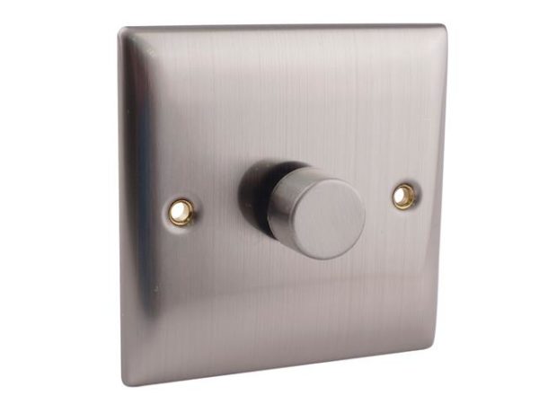 2-Way Dimmer Switch 400W 1 Gang Brushed Steel