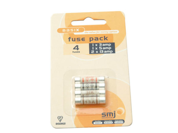 Pack of 4 Mixed Fuses (1x3a/1x5a/2x13a)