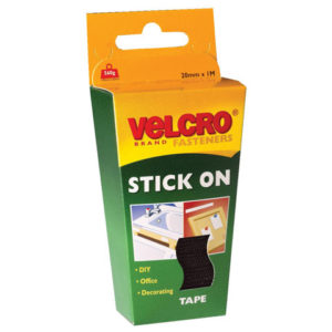 VELCRO® Brand Stick On Tape 20mm x 1m Black
