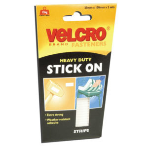 VELCRO® Brand Heavy-Duty Stick On Strips (2) 50 x100mm White