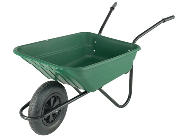 Boxed 90L Green Polypropylene Wheelbarrow