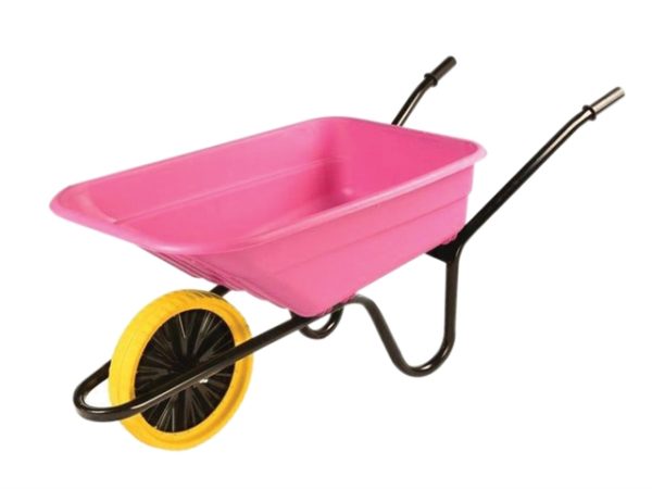 90L Pink Polypropylene Wheelbarrow - Puncture Proof