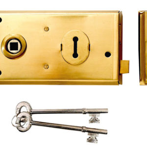 P401 Rim Lock Polished Brass Finish 138 x 76mm Visi