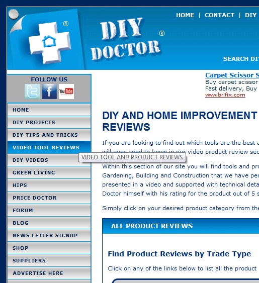 Finding tool reviews on DIYDoctor