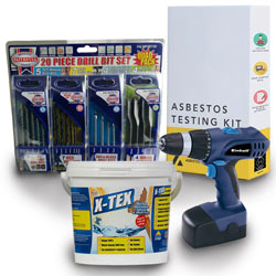 Einhell Blue, X-Tex artex remover and DIY asbestos test kit