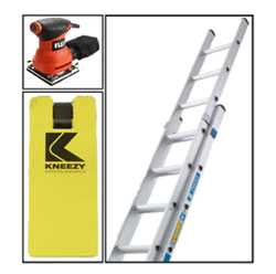 Kneezy Kneeling pad, Zarges Ladder and Flex palm sander