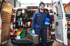 Tradesman setting off to work