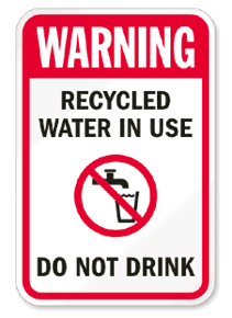 Recycled water in use warning banner