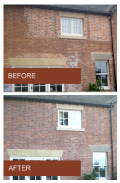 Before and after example of brick tinting