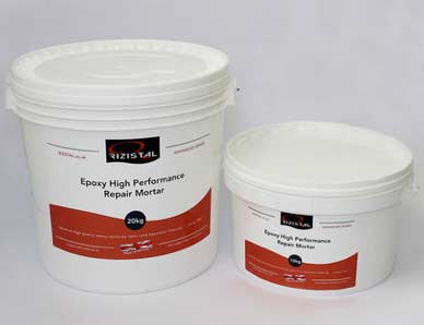 20kg and 10kg tubs of epoxy resin repair mortars