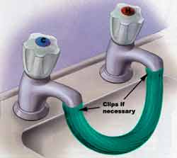 Taps joined together with hose pipe