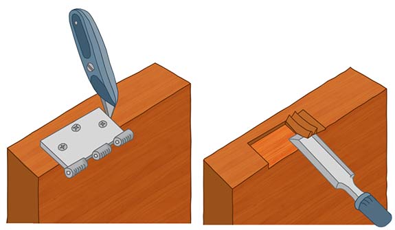 Learn how to cut door hinges neatly for a good fit