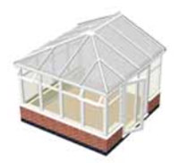 Conservatory with concrete base and dwarf walls