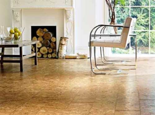 Cork tiled floor