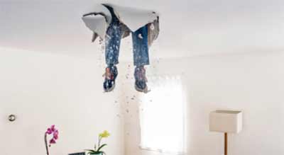 Accidentally falling through ceiling