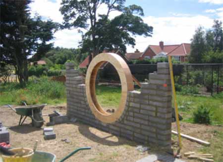 Feature garden wall under construction