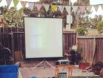 Garden cinema screen and projector