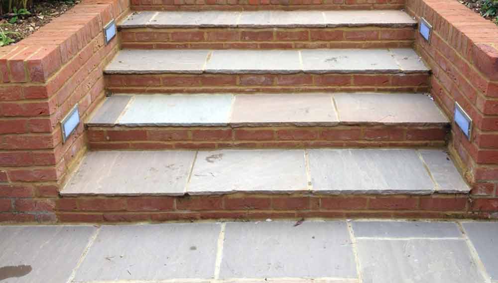 Patio Steps From Brick And Concrete, How To Lay A Brick Patio Uk