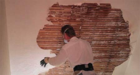 Lath and plaster wall