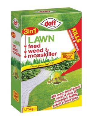 Combined lawn feed and moss killer